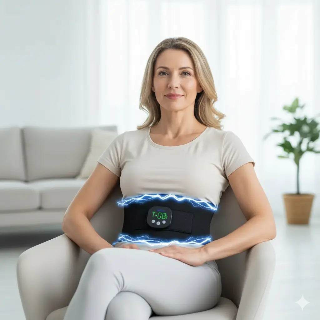 Cinturão Massageador Elétrico USB Recarregável (para cintura, braços, pernas, glúteos).