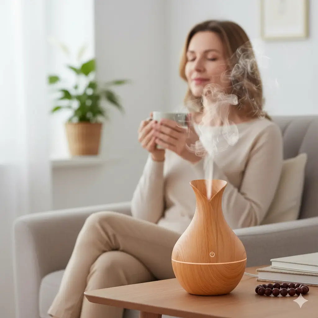 Umidificador Ultrassônico  USB Madeira – Difusor e purificador