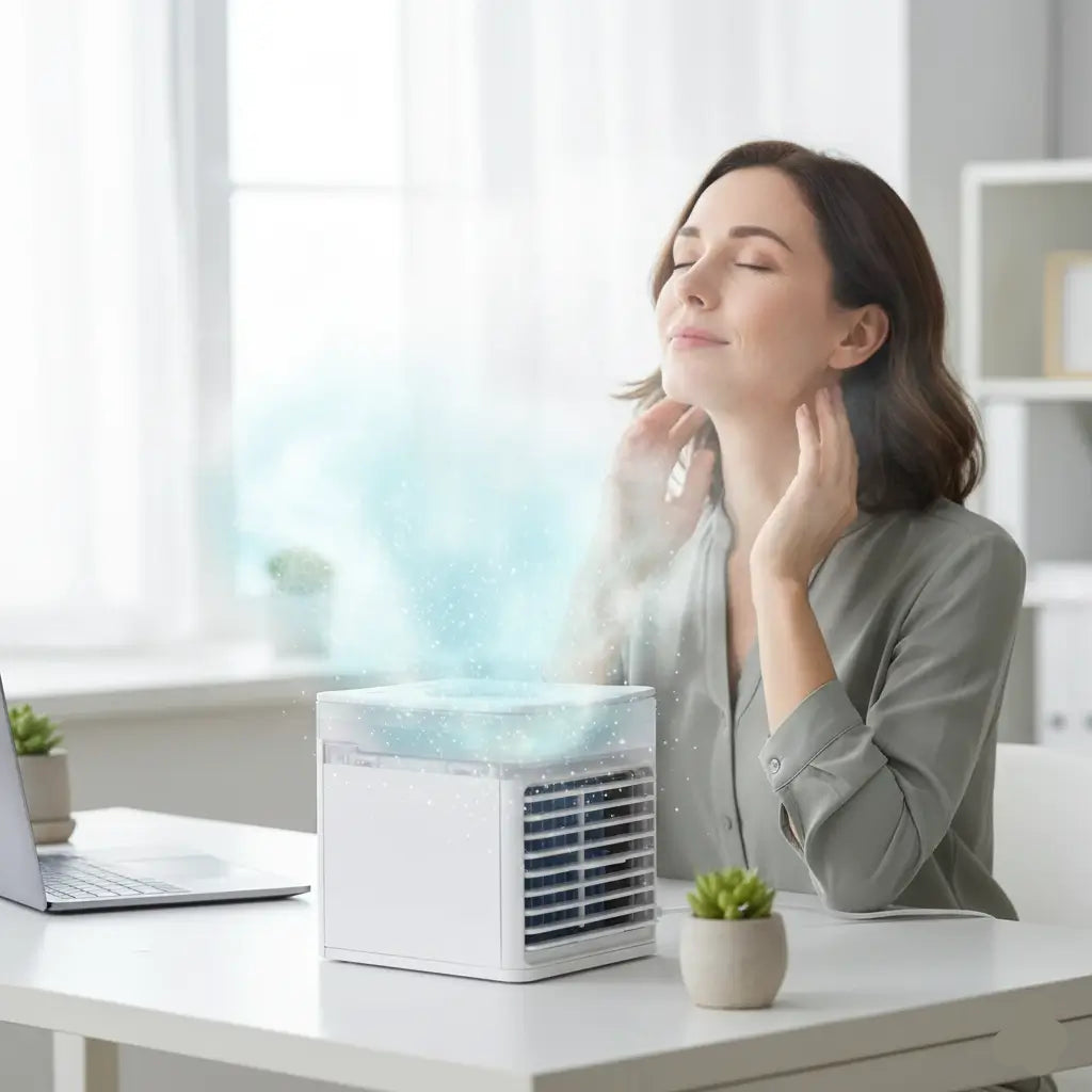 Mini Ar-Condicionado Portátil AirCooler 3 em 1 – Climatiza, Umidifica e Purifica o Ar