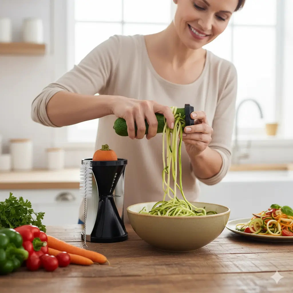 Cortador de Legumes em Espiral 2 em 1 – Espaguete Saudável
