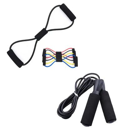 Kit Elásticos de Treino + Extensor | Ganhe uma Corda de Pular