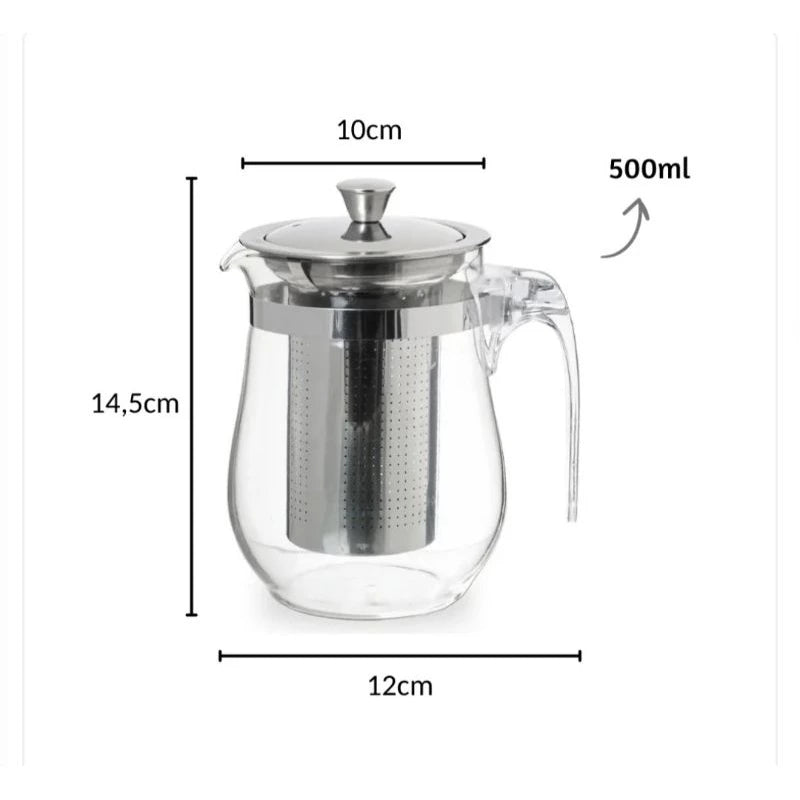 Bule de Vidro com Infusor de Chá 500ml – Elegância, Sabor e Bem-Estar em Cada Gole